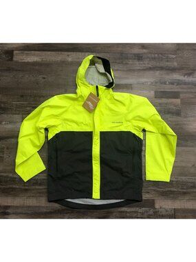 Grundens Trident Mens Medium Neon Yellow Hooded Rain Fishing Jacket New w Tags